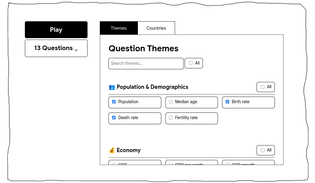 Game Setup section on the home page